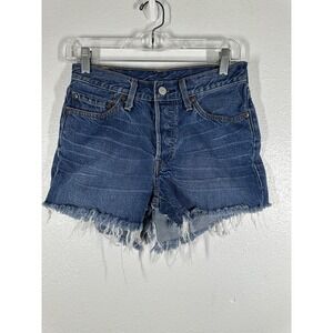 Levis 501 Skirt Womens 26 Blue High Rise Denim Button Fly Cutoff Raw Frayed